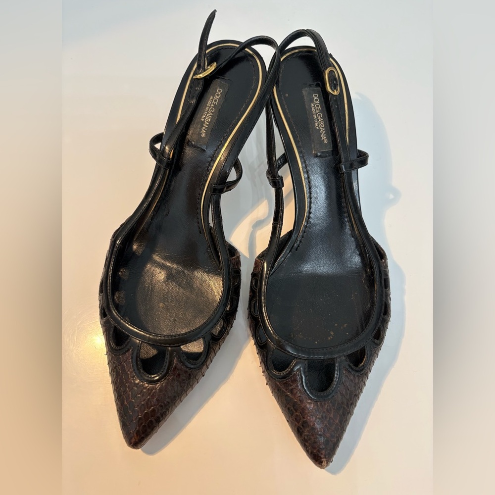 Dolce & Gabbana Dark Brown Textured Heels